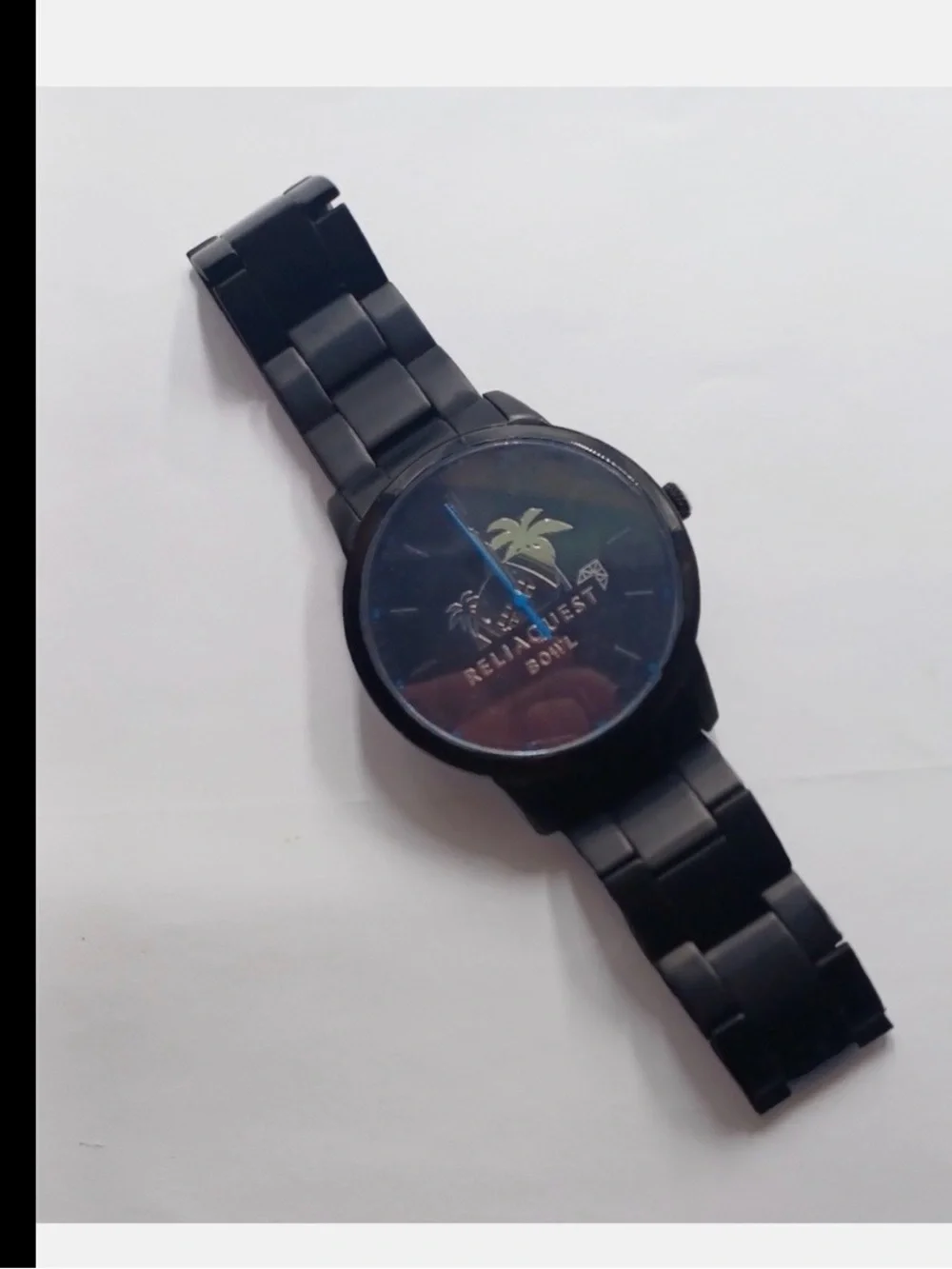 NWT FOSSIL Men's Black Reliaquest Bowl Promotional Quartz Wrist Watch,